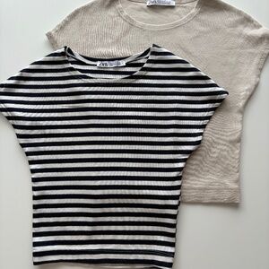 Two Zara Drop Shoulder Tops